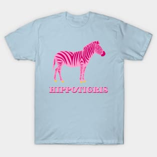 Pink Modern Minimal Zebra Silhouette - Hippotigris T-Shirt